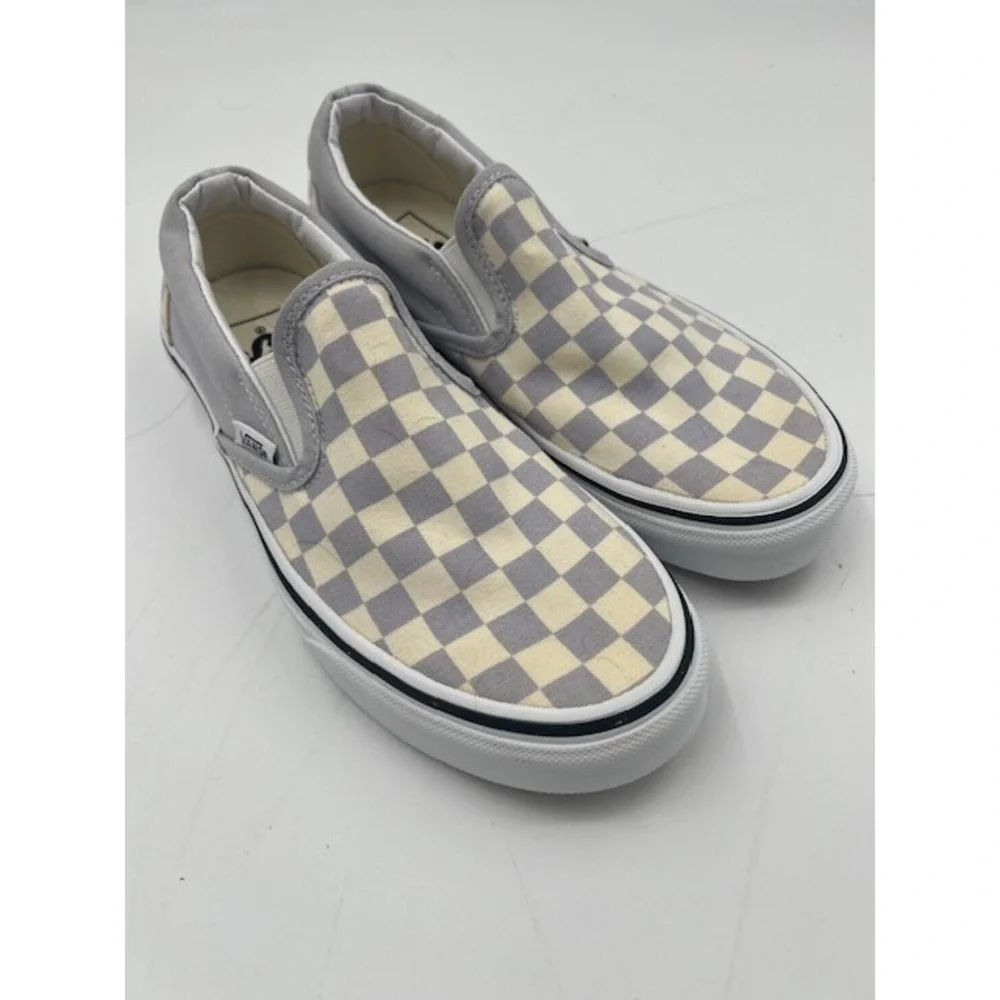 Vans Slip On Sneakers Kids 3.5 Grey Checkerboard Good Classic Canvas Skate Shoes